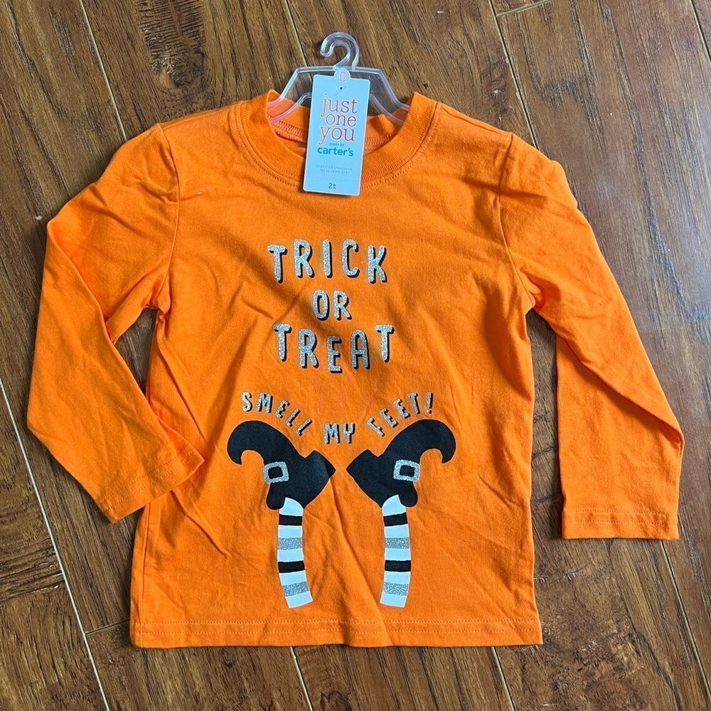 NWT Just One You Carter’s Long Sleeve 2T Orange Girl’s Halloween T-Shirt Top